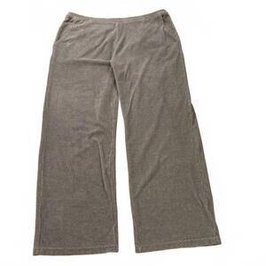 L.L. Bean Gray Wide Leg Lounge Pants Petite XL Stretchy Soft Cozy Pockets